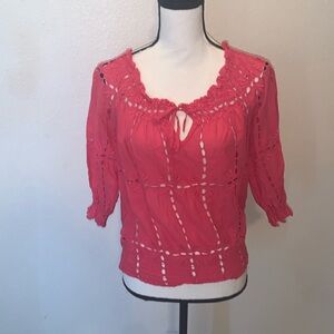 INC International Concepts Petite Pink 3/4 sleeve sexy blouse